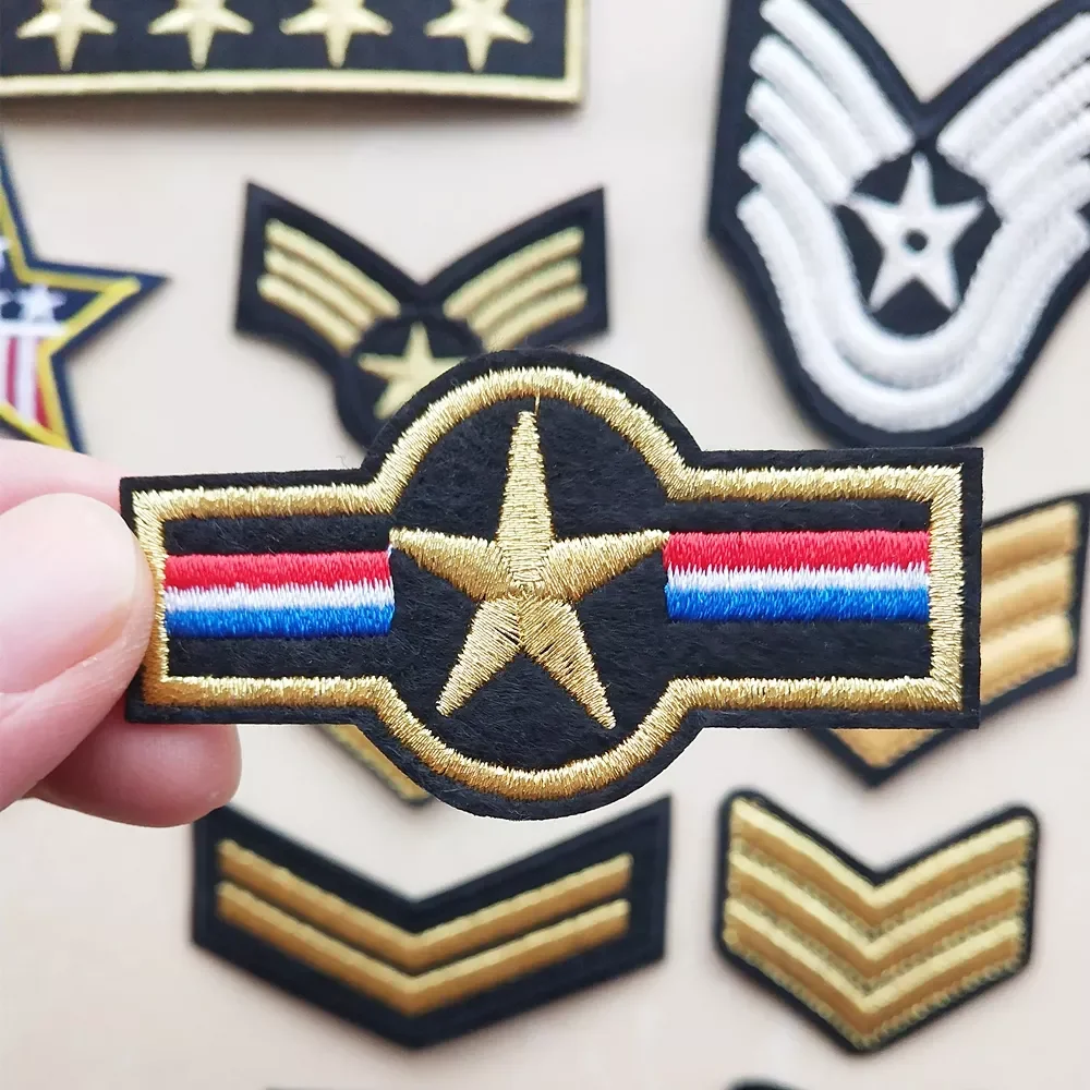 Golden Shield Star Embroidery Iron on Patches for Clothing Military Stickers Stripes Appliques on Backpack Silver Wing Badges
Golden Shield Star Embroidery Iron on Patches for Clothing Military Stickers Stripes Appliques on Backpack Silver Wing Badges