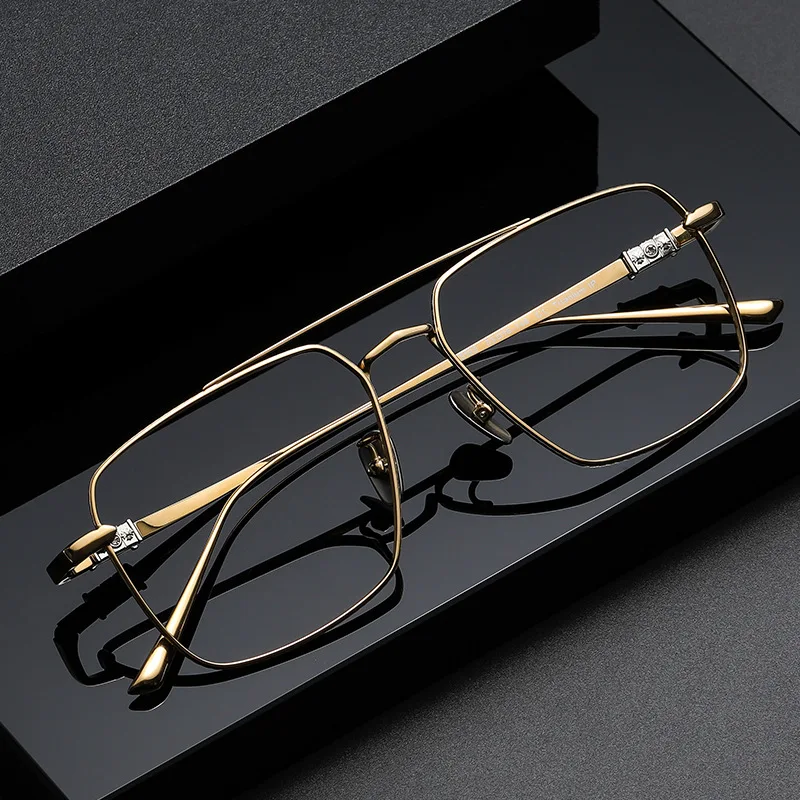 Pure Titanium Glasses Frame Fashion Trend Large Frame Pilot Gold Square Frame Double Beam Glasses Frame For Men And Women
Pure Titanium Glasses Frame Fashion Trend Large Frame Pilot Gold Square Frame Double Beam Glasses Frame For Men And Women