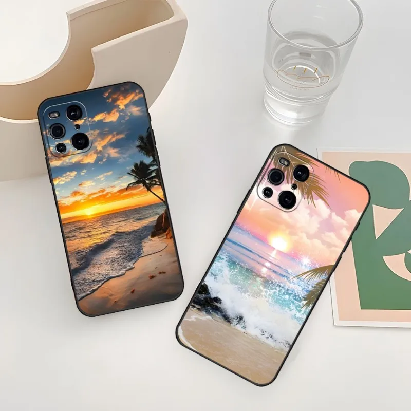 

Summer Beach Sunset Sea Palm Phone Case For OPPO Reno 6 Pro 7 Find X5 Neo X3 A55 A16 A74 A93 K9 K9S A924 A57 A92 A54 Back Cover