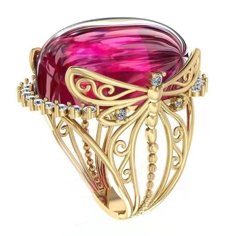 New Bohemia Gold Hollow Out Dragonfly Rings For Women Red CZ Stone Inlay Retro Fashion Jewelry Cocktail Party Gift Finger Ring
New Bohemia Gold Hollow Out Dragonfly Rings For Women Red CZ Stone Inlay Retro Fashion Jewelry Cocktail Party Gift Finger Ring