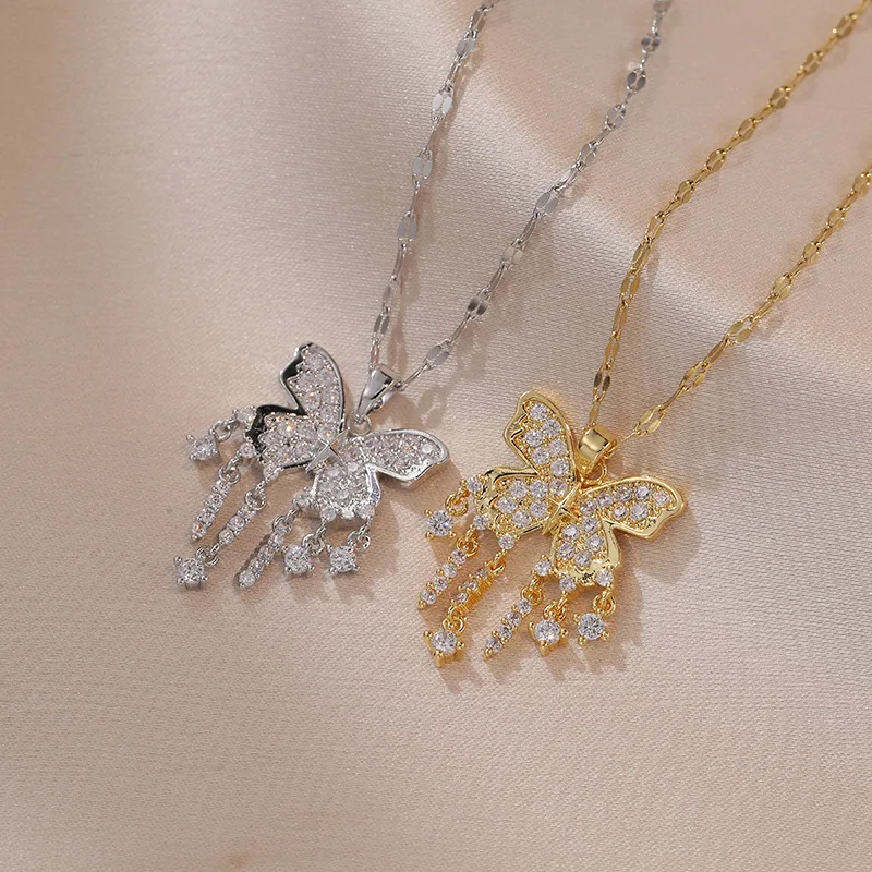 Gold Silver Color Zircon Bow Knot Tassel Necklace Sweet New High-end Accessories Clavicle Chain Wholesale
Gold Silver Color Zircon Bow Knot Tassel Necklace Sweet New High-end Accessories Clavicle Chain Wholesale