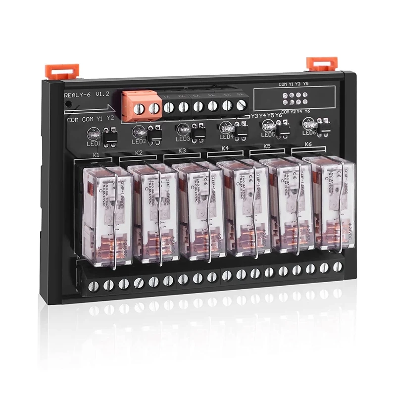 DC 24V Relay Module, 6 Channel SPDT Switch Module With Isolated Optocoupler DIN Rail Mount Pluggable Power Relay Module
DC 24V Relay Module, 6 Channel SPDT Switch Module With Isolated Optocoupler DIN Rail Mount Pluggable Power Relay Module