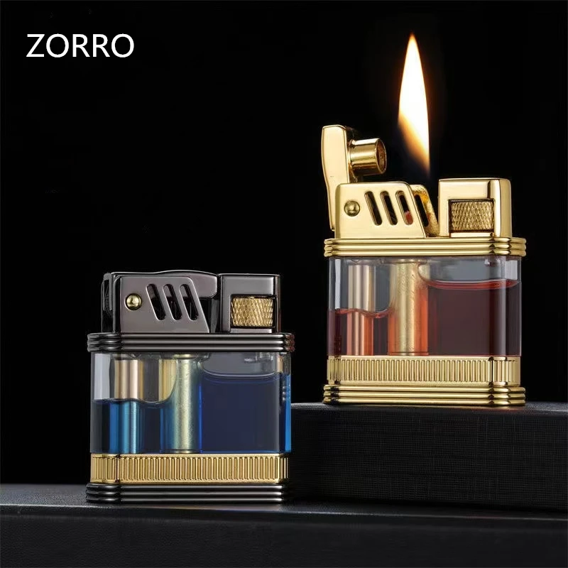 

Zorro Transparent Warehouse Winter Light Metal Rotary Grinding Wheel Personality Kerosene Lighter Smoking Accessories Gadgets