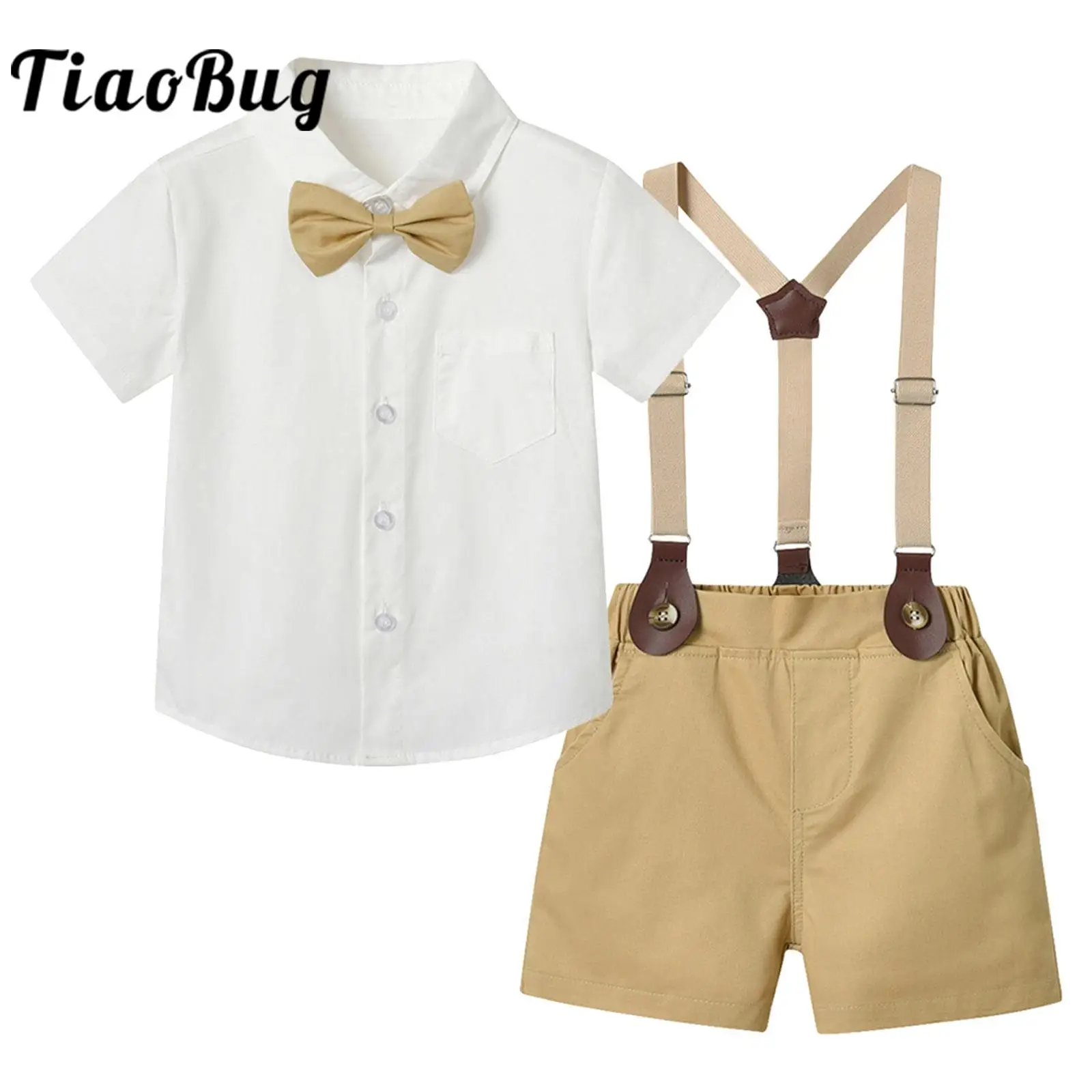 Toddler Boys Gentleman Two-Piece Outfit Short Sleeve Shirt with Suspenders Shorts for Christening Birthday Party Wedding Suits
Toddler Boys Gentleman Two-Piece Outfit Short Sleeve Shirt with Suspenders Shorts for Christening Birthday Party Wedding Suits