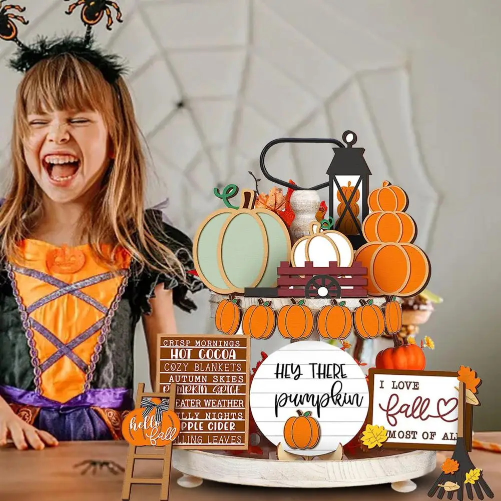 

Holiday Decor Charming Halloween Farmhouse Decor Rustic Tiered Tray Ornaments for Festive Carnival Party Arrangements Halloween
