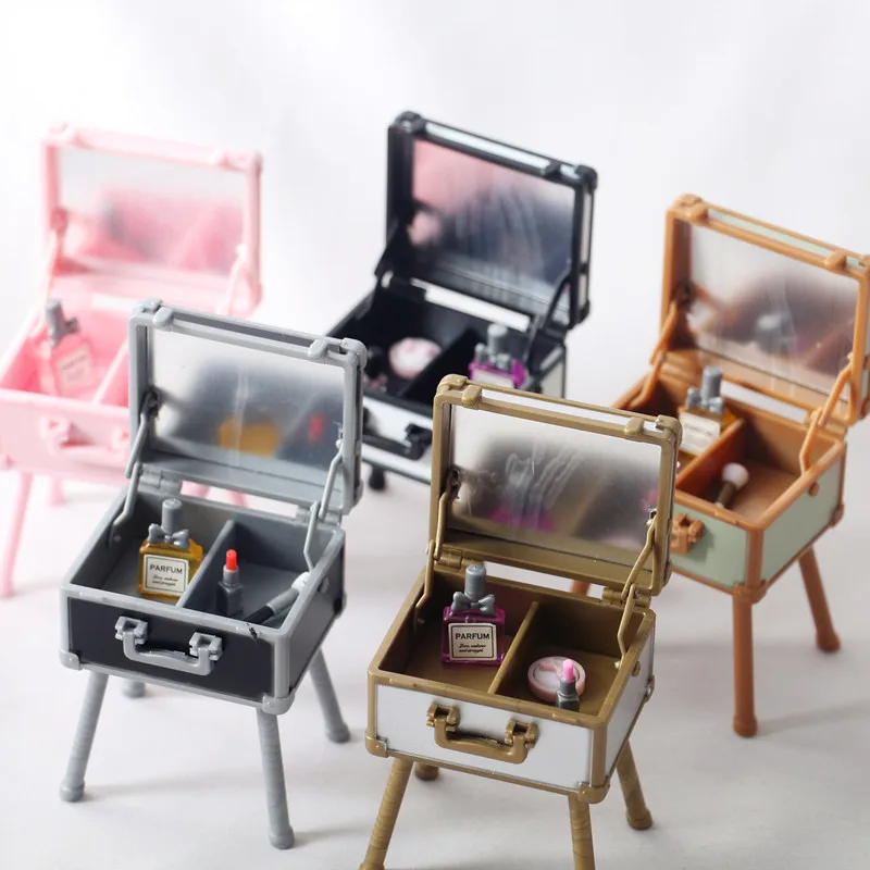 

Dollhouse Vanity Case Mini Dressing Table 1/12 Dolls House Accessories Miniature Items Lipstick Perfume Makeup Tool Pretend Play