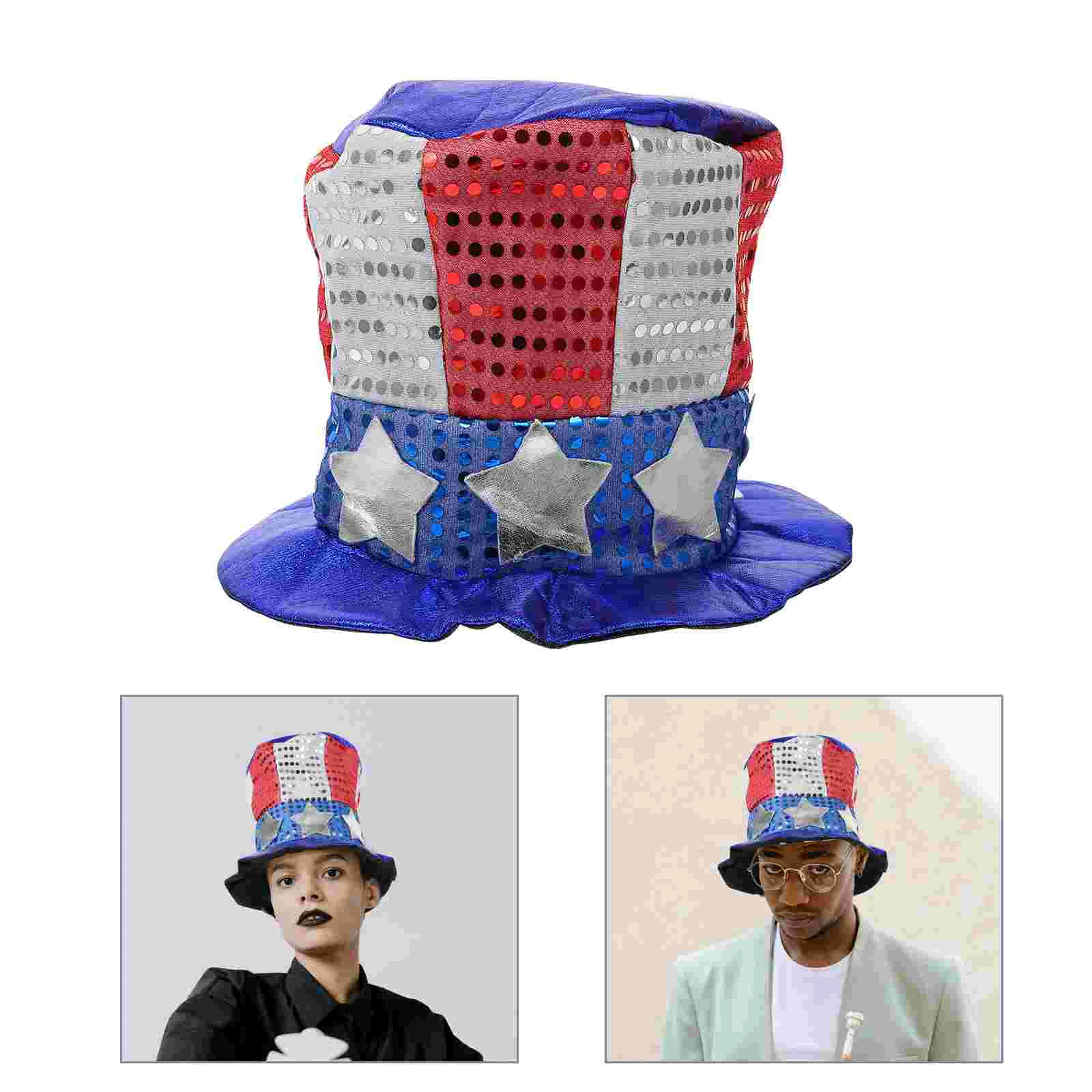 

Independence Day Flag Cap National Top-Hat Patriotic Blue Hats Men Uncle Sam Usa Festival Decor