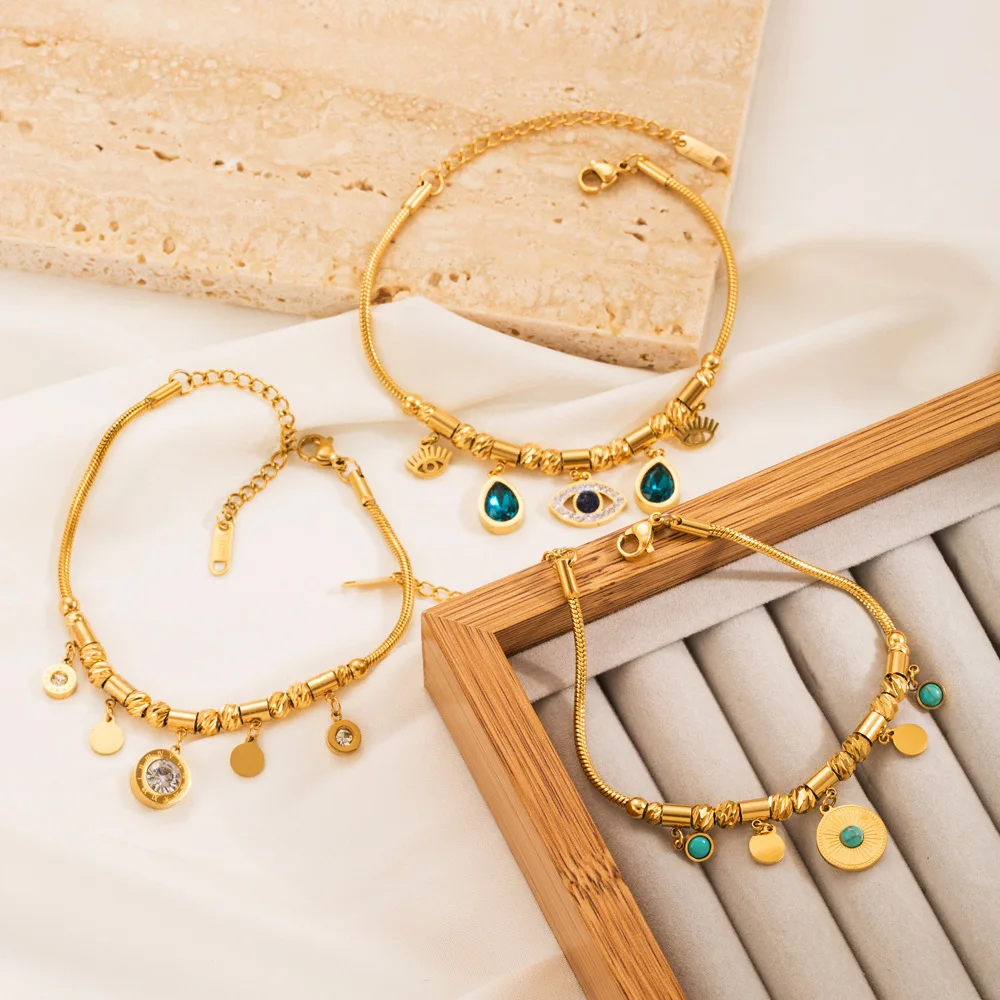 Fashion Gold Stainless Steel Round Green Stone Charm Bracelet For Women Color Girls Bracelets Party Jewelry Gifts
Fashion Gold Stainless Steel Round Green Stone Charm Bracelet For Women Color Girls Bracelets Party Jewelry Gifts