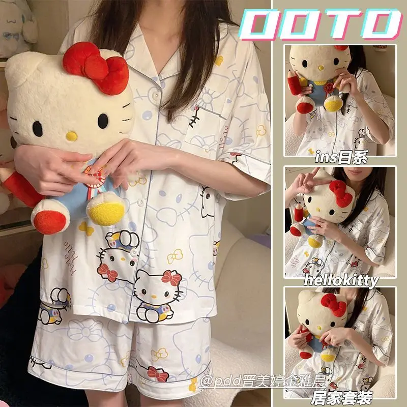 Hello Kitty Sanrio Cinnamoroll Pajamas Girls Cute Cartoon Pompompurin Short Sleeve Sets Home Clothes Toys for Kids Gifts
Hello Kitty Sanrio Cinnamoroll Pajamas Girls Cute Cartoon Pompompurin Short Sleeve Sets Home Clothes Toys for Kids Gifts