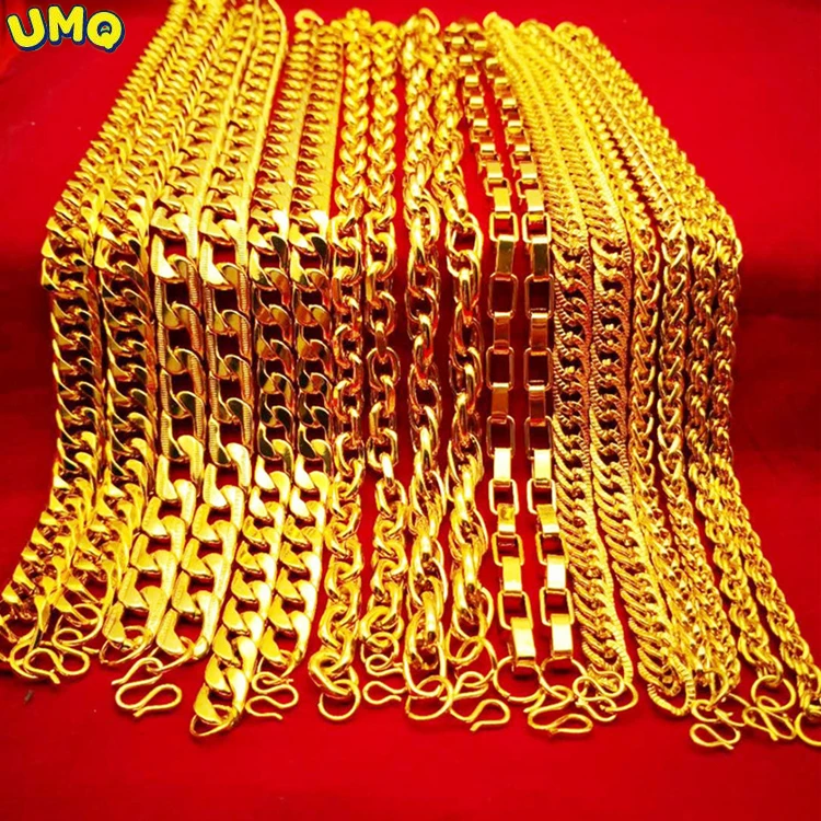 

Vietnamese Gold Necklace Men's Big Gold Chain Social People Thick 24k Gold Long-lasting Online Celebrity Live Broadcast Props