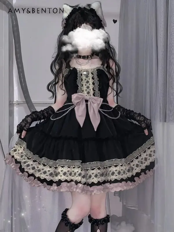 Japanese Sweet Cool Lolita Girl Dress Streetwear Slimming Princess Dress for Women Sleeveless Suspender Jsk Dress
Japanese Sweet Cool Lolita Girl Dress Streetwear Slimming Princess Dress for Women Sleeveless Suspender Jsk Dress