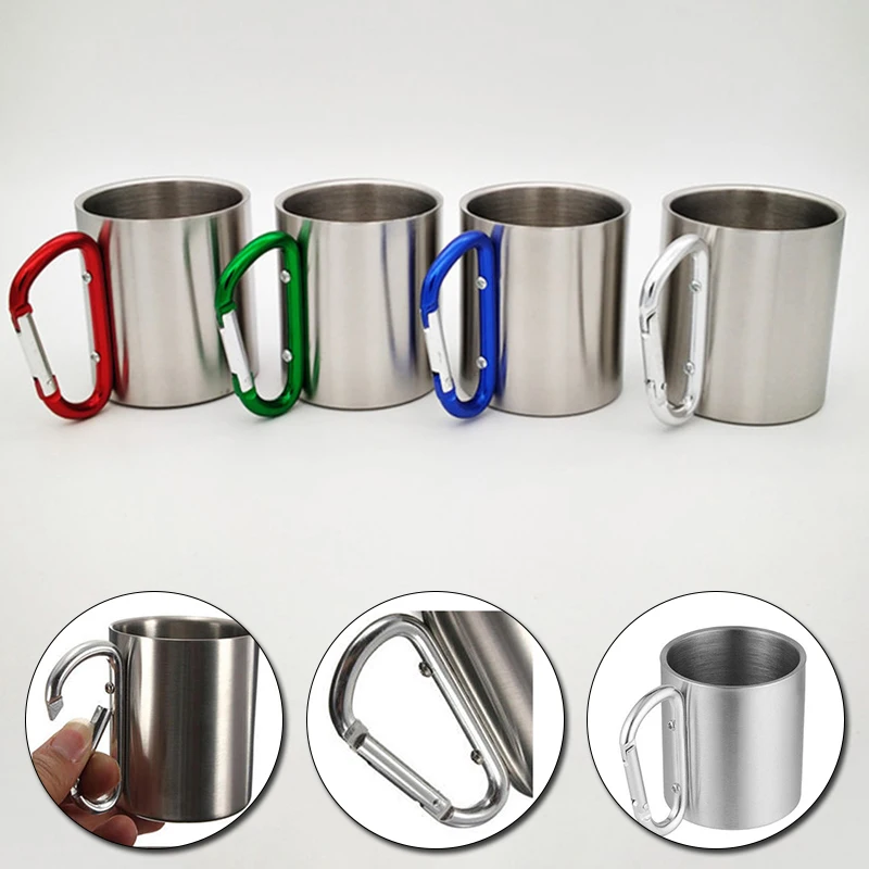 180ml Stainless Steel Cup For Camping Traveling Outdoor Cup with Handle Carabiner Climbing Backpacking Hiking Portable Cups
180ml Stainless Steel Cup For Camping Traveling Outdoor Cup with Handle Carabiner Climbing Backpacking Hiking Portable Cups