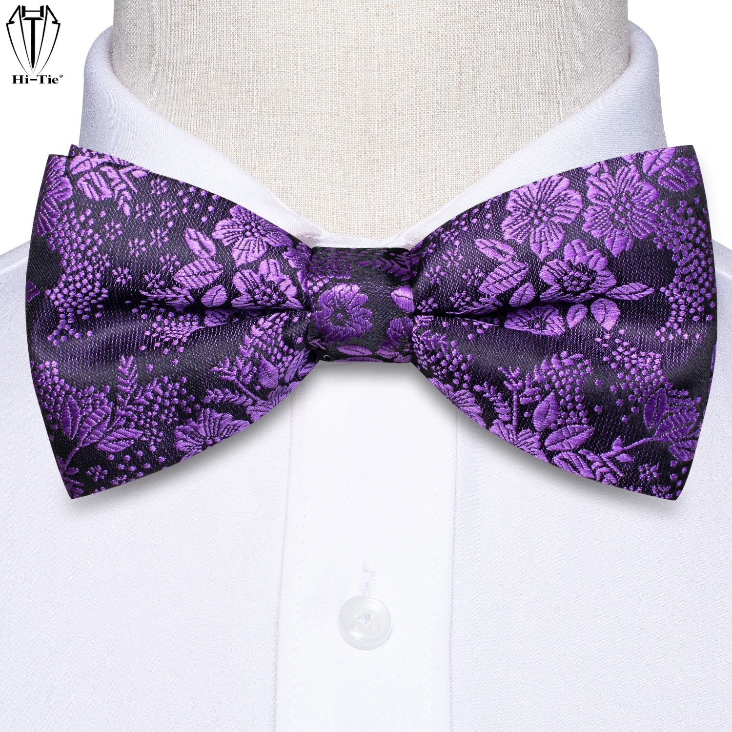 Hi-Tie Brand Purple Flower Silk Mens Bowtie Hanky Cufflinks Set Pre-tied Butterfly Knot Adjustable Bow Tie Male Wedding Luxury
Hi-Tie Brand Purple Flower Silk Mens Bowtie Hanky Cufflinks Set Pre-tied Butterfly Knot Adjustable Bow Tie Male Wedding Luxury