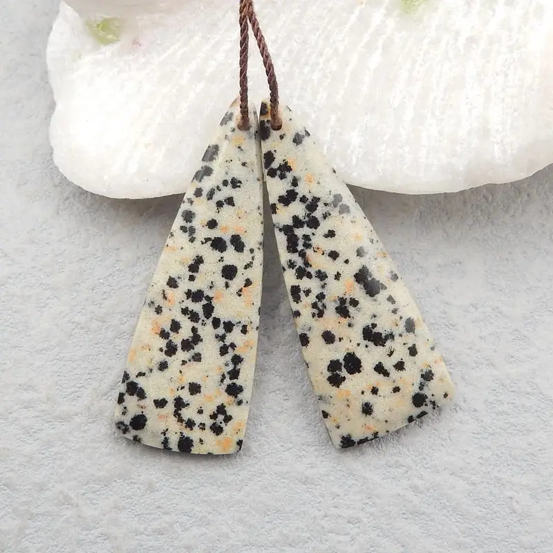 Semiprecious Stone Earrings Natural Stone Dalmatian Jasper Fashion Jewelry Women Earrings Bead 40x15x4mm 8g
Semiprecious Stone Earrings Natural Stone Dalmatian Jasper Fashion Jewelry Women Earrings Bead 40x15x4mm 8g