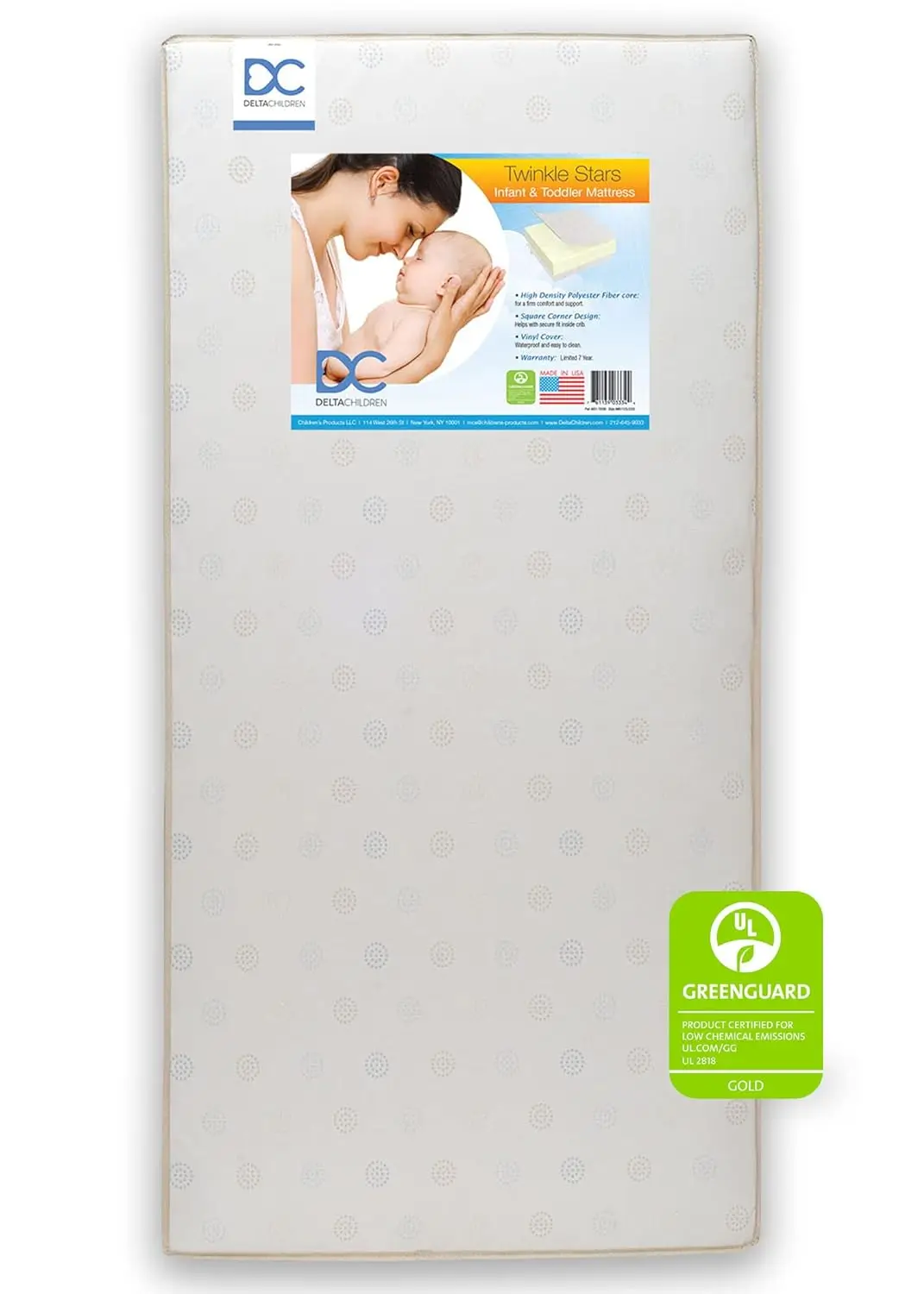

Twinkle Stars Dual Sided - 6" Premium Sustainably Sourced Fiber Core Crib and Toddler Mattress