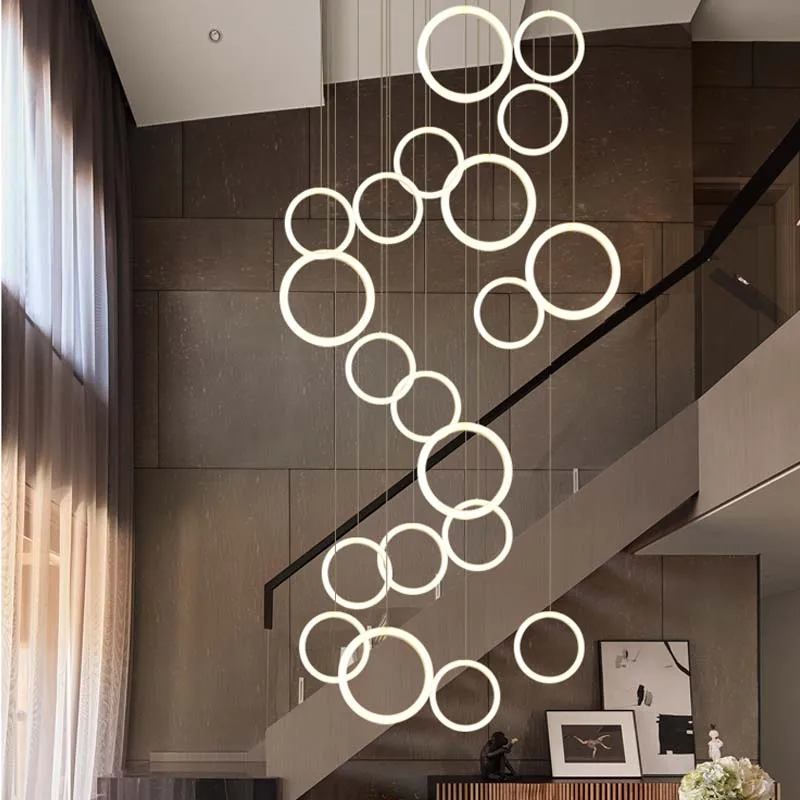 Pendant Lights Modern Acrylic Rings LED Chandelier For Staircase Living Room Minimalism Indoor Lighting Round Attic Hanging Lamp
Pendant Lights Modern Acrylic Rings LED Chandelier For Staircase Living Room Minimalism Indoor Lighting Round Attic Hanging Lamp