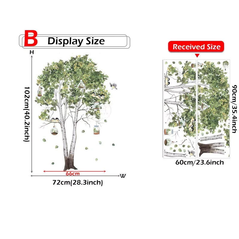New Big Tree Birch Wall Stickers Green Leaves Wall Decals Living Room Bedroom Birds Home Decor Poster Mural PVC Room Decoration
New Big Tree Birch Wall Stickers Green Leaves Wall Decals Living Room Bedroom Birds Home Decor Poster Mural PVC Room Decoration