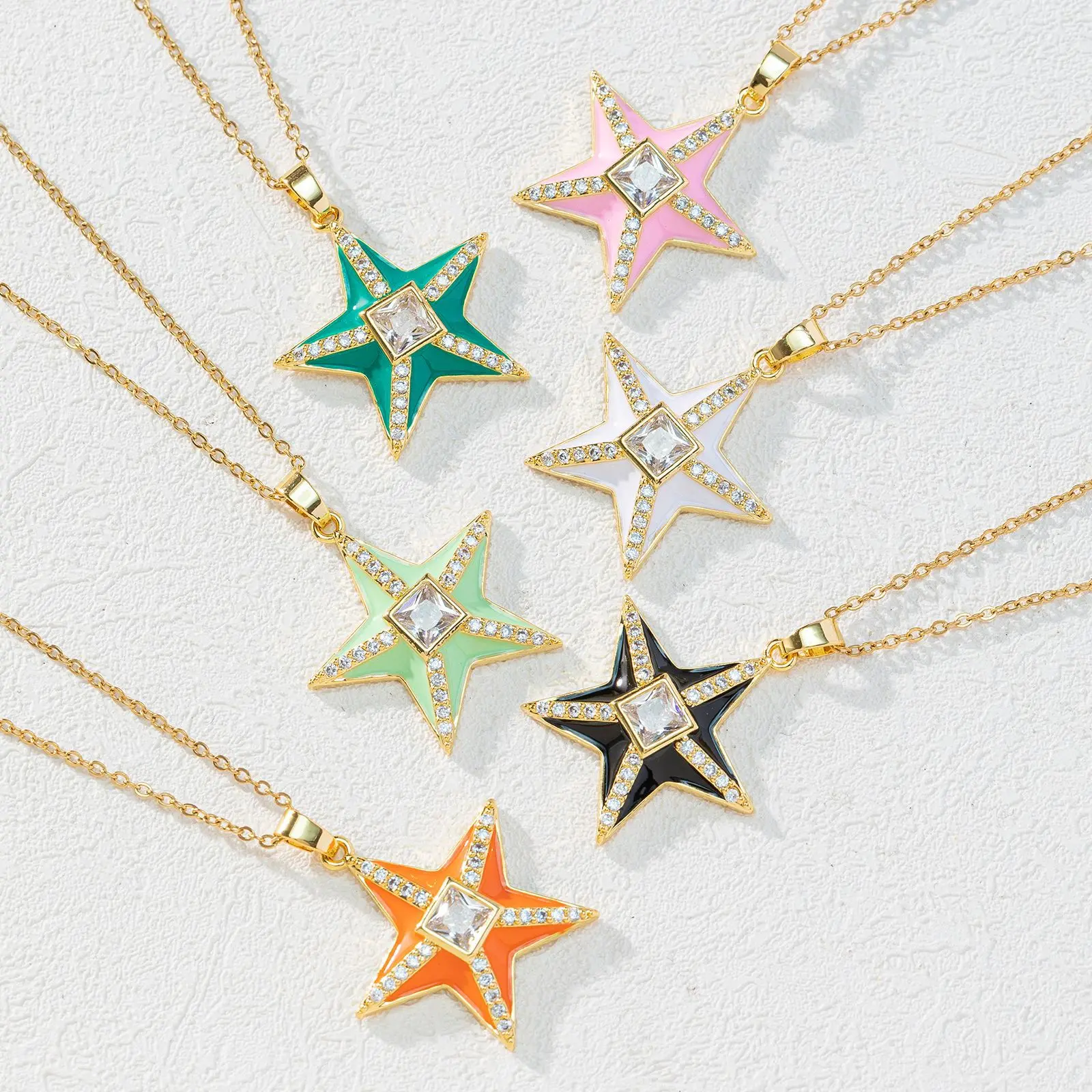 Boho Colorful Jewelry Pentacle Pendant Luxury 18K Gold Clavicle Chain Women's Neck Necklace Stainless Steel Woman Trend 2023
Boho Colorful Jewelry Pentacle Pendant Luxury 18K Gold Clavicle Chain Women's Neck Necklace Stainless Steel Woman Trend 2023