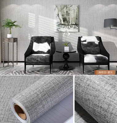 WOKHOME Лен ПВХ самоклеящаяся настенная бумага s для спальни гостиной DIY
