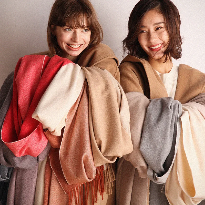 Winter Women's Scarf Luxury Double Sided Wool Scarf Fashion Solid Color Warm Ladies Fringe Scarf Shawl 200*70cm Feminino Scarves 
Winter Women's Scarf Luxury Double Sided Wool Scarf Fashion Solid Color Warm Ladies Fringe Scarf Shawl 200*70cm Feminino Scarves