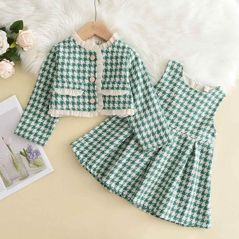 Melario Girls Dress Set Winter Plaid Print Dress Long Sleeve Girls Clothes Top Coat + Sleeveless Dress 2pcs Outfits Kids Sets
Melario Girls Dress Set Winter Plaid Print Dress Long Sleeve Girls Clothes Top Coat + Sleeveless Dress 2pcs Outfits Kids Sets
