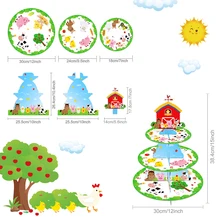 3-layers Cartoon Farm Animals Dog Pig Cow Baby Shower BIRTHDAY Party Cupcake Showing Display Stand Cake Backdrops Decorations