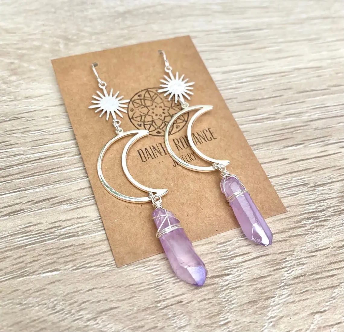 Moon Crystal Earrings, Crescent Moon Earrings, Boho Crystal Earrings, Raw Stone Jewelry, Angel Aura Earrings, Celestial, Witchy
Moon Crystal Earrings, Crescent Moon Earrings, Boho Crystal Earrings, Raw Stone Jewelry, Angel Aura Earrings, Celestial, Witchy