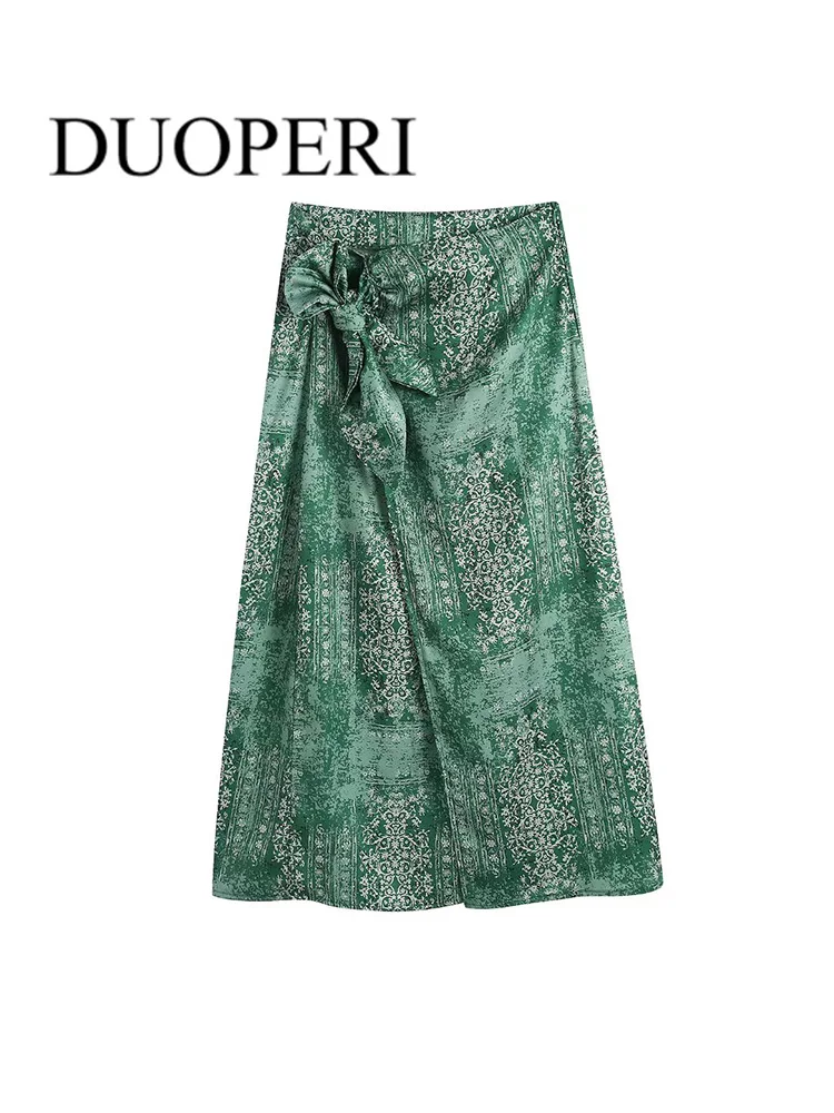 DUOPERI Women Fashion Printed Skirt With Bow Tie Vintage High Waist Zipper Fly Female Skirts Mujer Chic Outfits
DUOPERI Women Fashion Printed Skirt With Bow Tie Vintage High Waist Zipper Fly Female Skirts Mujer Chic Outfits