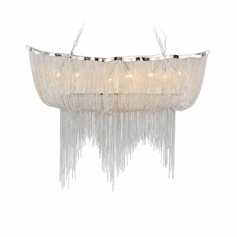 Modern Silver Aluminum Chain Chandelier Luxury Fashion Creative Light For Restaurant Lobby Living Room Bedroom
Modern Silver Aluminum Chain Chandelier Luxury Fashion Creative Light For Restaurant Lobby Living Room Bedroom