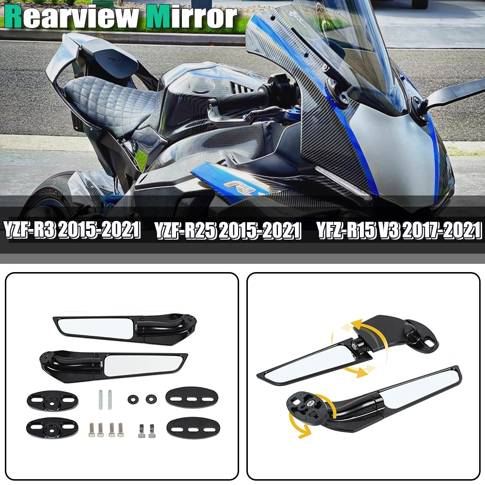 MTKRACING For YAMAHA R3 R25 2015-2021 R15 V3 V4 2017-2021 Rearview Mirrors Wind Wing Adjustable Rotating Side Mirror Winglet
MTKRACING For YAMAHA R3 R25 2015-2021 R15 V3 V4 2017-2021 Rearview Mirrors Wind Wing Adjustable Rotating Side Mirror Winglet