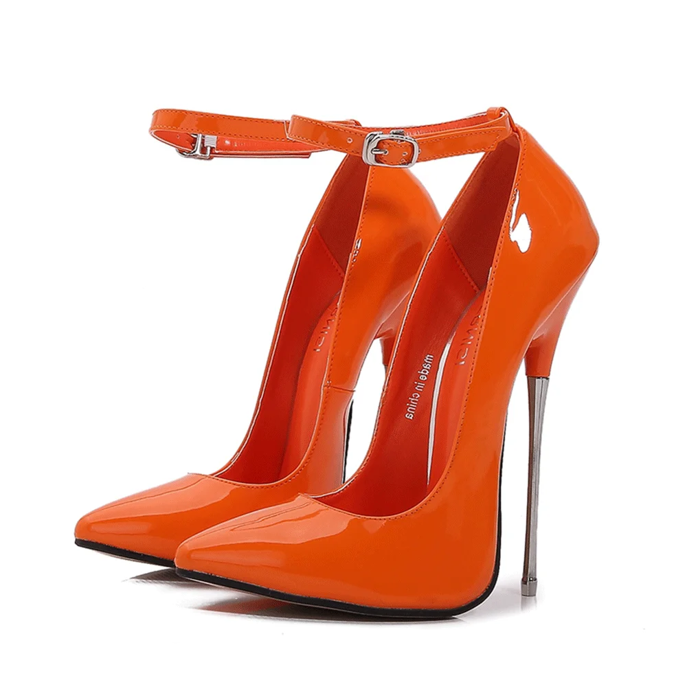 

Туфли-лодочки женские на очень высоком каблуке 16 см, однотонные оранжевые Соблазнительные красные туфли-лодочки с внутренней ремешком на щиколотке, Мужская Фетиш-обувь кроссдрессеров, унисекс