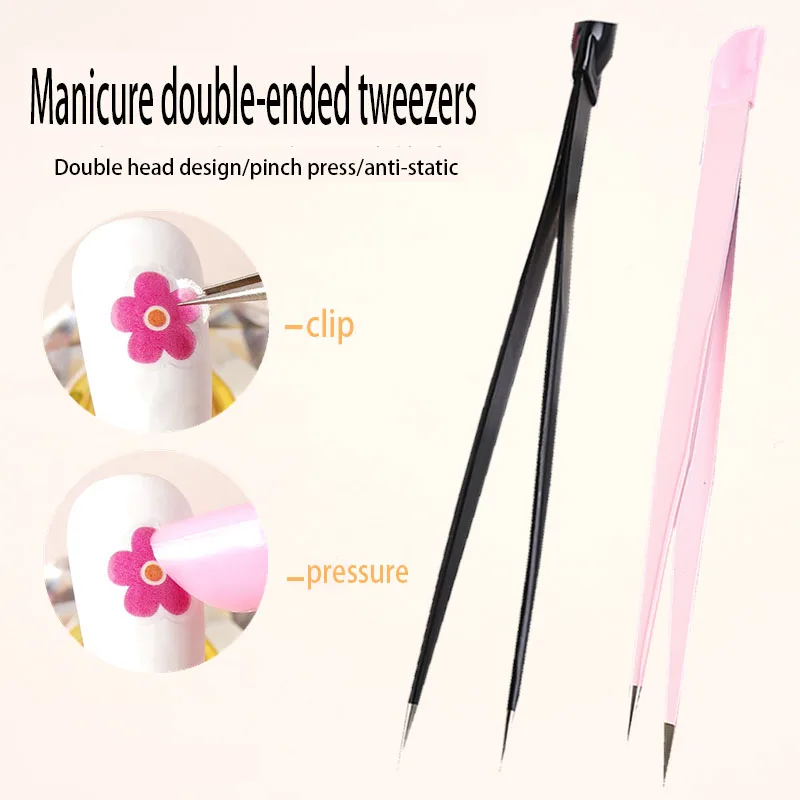 1pc 2 heads Straight Nail Tweezers with Silicone Pressing Head for 3D Sticker Rhinestones Water Sticker Picker Metal Nails Tools
1pc 2 heads Straight Nail Tweezers with Silicone Pressing Head for 3D Sticker Rhinestones Water Sticker Picker Metal Nails Tools