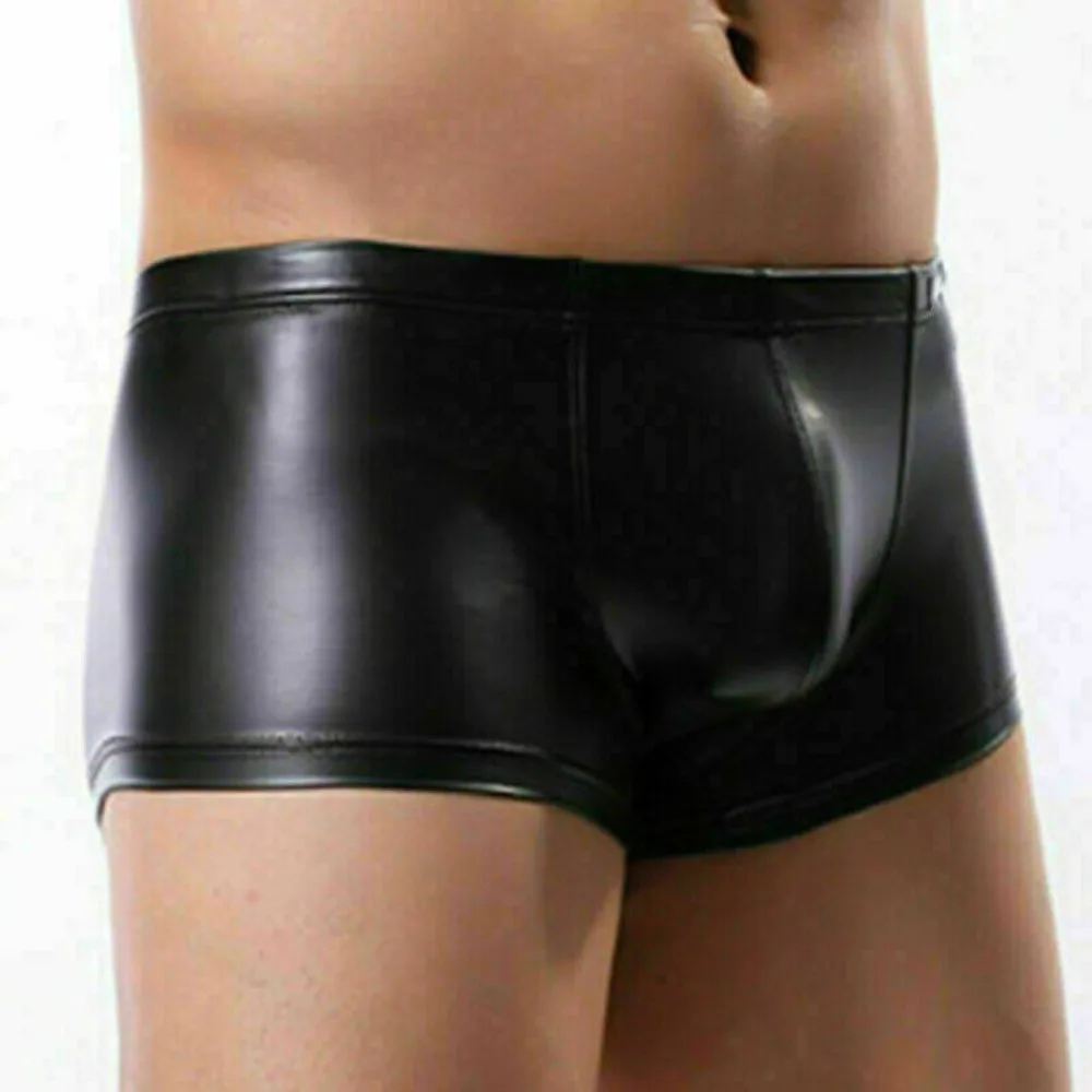 Men Sexy Leather Boxer Tight Trunk Briefs U Convex Underwear Knickers Man's Arrow Panties Swimming Shorts Bathsuit Gay Clubwear
Men Sexy Leather Boxer Tight Trunk Briefs U Convex Underwear Knickers Man's Arrow Panties Swimming Shorts Bathsuit Gay Clubwear