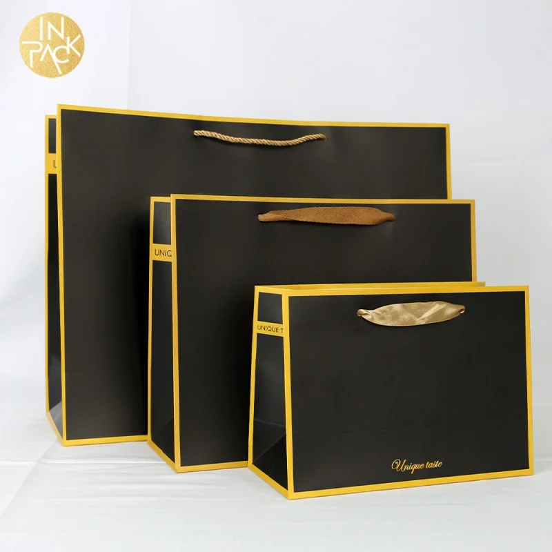 

Индивидуальный дизайн, индивидуальный дизайн в упаковке, роскошная индивидуальная подарочная бумага, горячее тиснение, черная большая многоразовая бумага для покупок