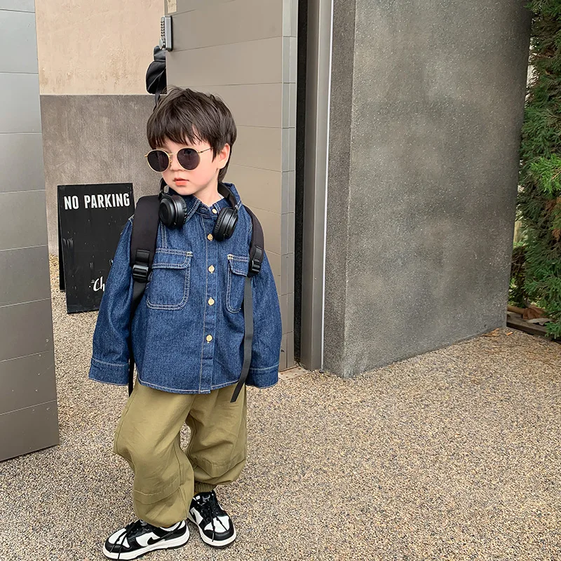 Retro Style Open Line Denim Jackets Autumn Boys Kids Lapel Loose Cargo Coats 2-8T Toddler Jacket Boy Girls Children Chamarras
Retro Style Open Line Denim Jackets Autumn Boys Kids Lapel Loose Cargo Coats 2-8T Toddler Jacket Boy Girls Children Chamarras