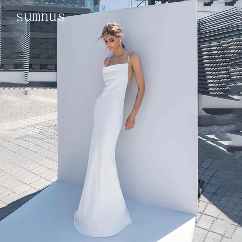 Classic White Wedding Dress Spaghetti Straps Backless Sleeveless Strapless Back Lace Up Long Bride Gowns Robe de Novia Plus Size
Classic White Wedding Dress Spaghetti Straps Backless Sleeveless Strapless Back Lace Up Long Bride Gowns Robe de Novia Plus Size