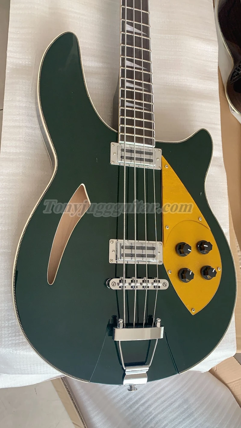 4005 4 Strings green Semi Hollow Body Electric Bass Guitar .Checkerboard Binding, Gloss Lacquer Fingerboard, MOP Triangle Inlay
4005 4 Strings green Semi Hollow Body Electric Bass Guitar .Checkerboard Binding, Gloss Lacquer Fingerboard, MOP Triangle Inlay