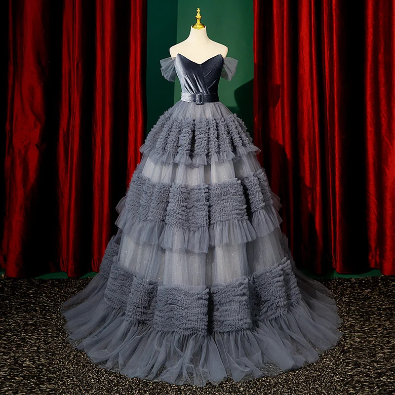 Evening Dress Blue Sequins Short Sleeve Lace Up Floor Length Boat Neck Pleat Tulle A-Line Plus Size Women Party Dresses B2650
Evening Dress Blue Sequins Short Sleeve Lace Up Floor Length Boat Neck Pleat Tulle A-Line Plus Size Women Party Dresses B2650