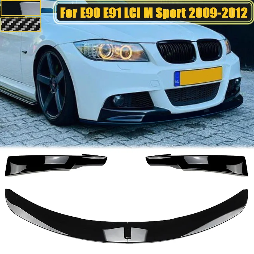 

For BMW 3 Series E90 E91 LCI M Sport 2009-2012 Front Bumper Lip Spoiler + Side Splitter Canards Cover Guards Car Accessories