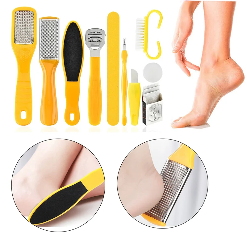 

10PCS Pedicure Kit Stainless Steel Nail Care Tool Foot File Manicure Callus Remover Scraper Rasp Removing Hard Dead Skin Cells