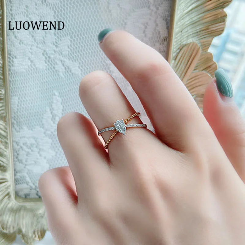 LUOWEND 100% 18K Rose Gold Rings Fashion INS Real Natural Diamond Ring for Women Engagement Anniversary
LUOWEND 100% 18K Rose Gold Rings Fashion INS Real Natural Diamond Ring for Women Engagement Anniversary