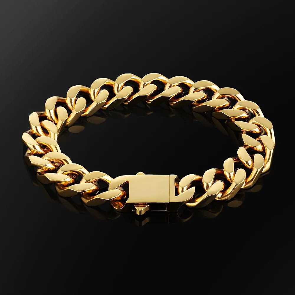 Titanium steel 14mm Cuban bracelet electroplating 18K real gold trend hiphop men's stainless steel jewelry jewelry hip hop
Titanium steel 14mm Cuban bracelet electroplating 18K real gold trend hiphop men's stainless steel jewelry jewelry hip hop
