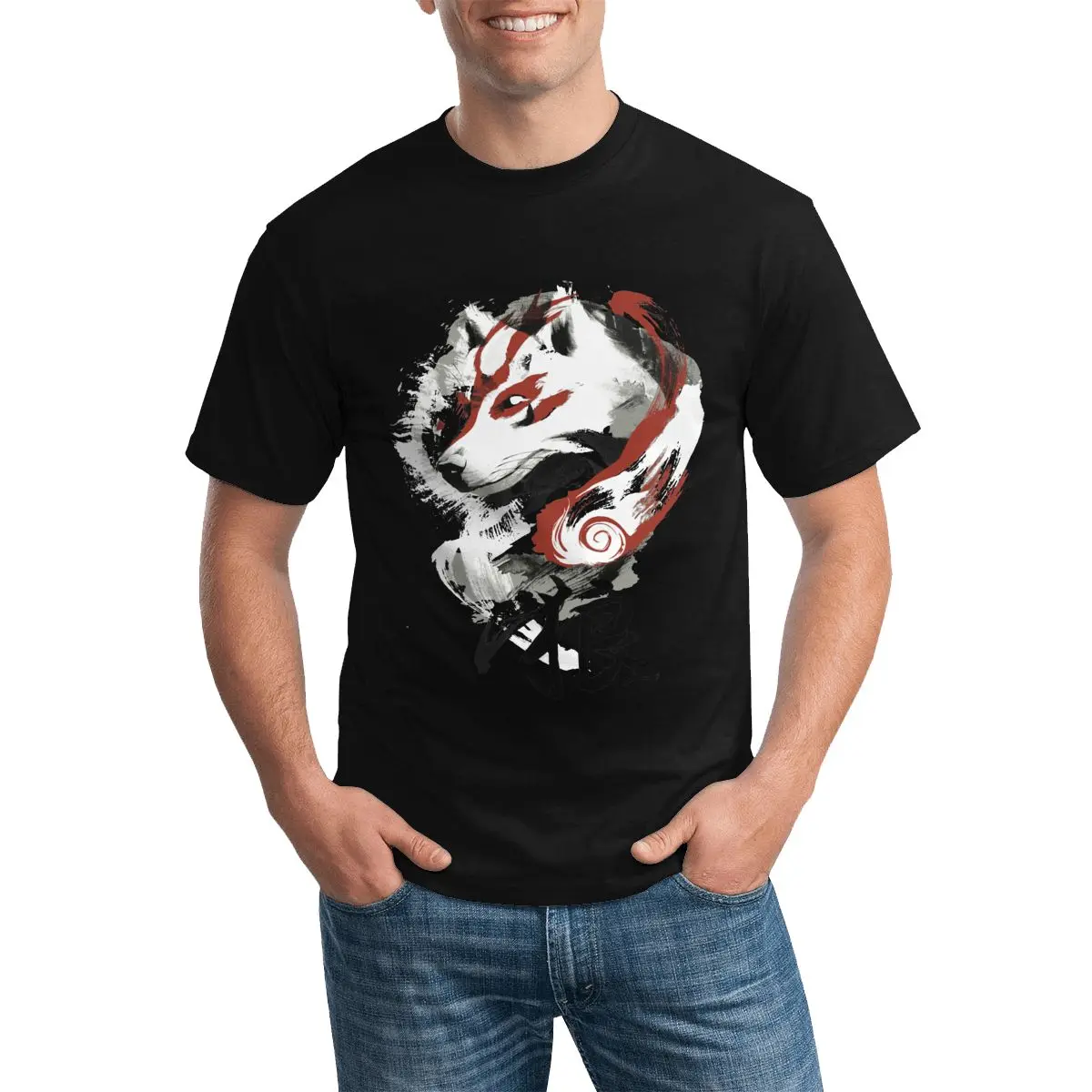 Okami Japanese T Shirt Wolf Print 100 Cotton T-Shirt Short Sleeve Summer Tshirt Men
Okami Japanese T Shirt Wolf Print 100 Cotton T-Shirt Short Sleeve Summer Tshirt Men