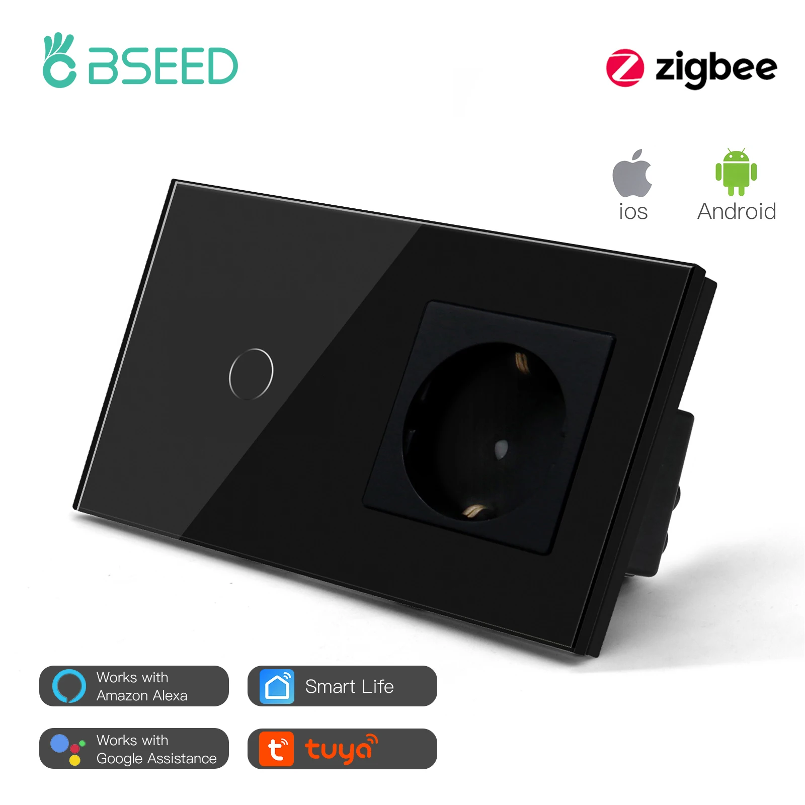 BSEED Умный выключатель Zigbee 1/2/3 Gang с розеткой
BSEED Умный выключатель Zigbee 1/2/3 Gang с розеткой
