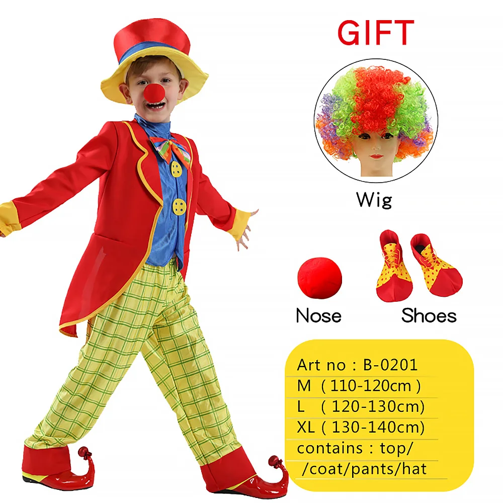Halloween Children's Day Circus Clown Costumes Boys Kids Funny Clown Costume Purim Christmas Cosplay for Boy Girl
Halloween Children's Day Circus Clown Costumes Boys Kids Funny Clown Costume Purim Christmas Cosplay for Boy Girl