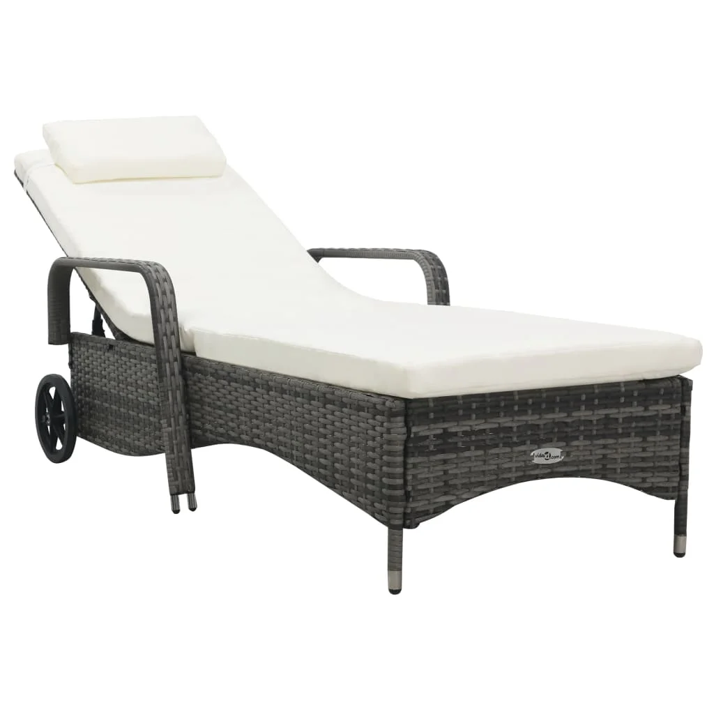 Sun Lounger with Wheels, Poly Rattan Outdoor Recliner Chair, Patio Furniture Grey 66 x 198 x (30-98) cm
Sun Lounger with Wheels, Poly Rattan Outdoor Recliner Chair, Patio Furniture Grey 66 x 198 x (30-98) cm