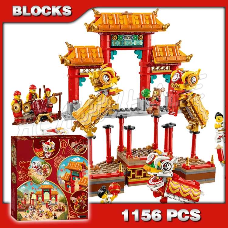 1156pcs Chinese Festivals Lion Dance Percussion Stages Temple Gate Drumming SY1475 Building Block Toy Compatible With Model
1156pcs Chinese Festivals Lion Dance Percussion Stages Temple Gate Drumming SY1475 Building Block Toy Compatible With Model