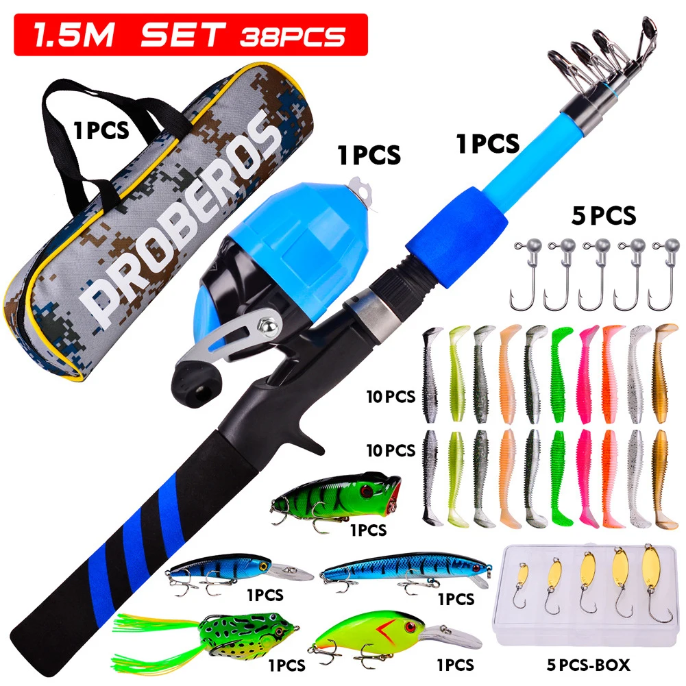 Kids Casting Fishing Rod Combo Sea Fishing Tackle Pole Lures Hooks Full Kit 1.5m/1.8m Telescopic Bass Sea Fishing Tackle Set
Kids Casting Fishing Rod Combo Sea Fishing Tackle Pole Lures Hooks Full Kit 1.5m/1.8m Telescopic Bass Sea Fishing Tackle Set