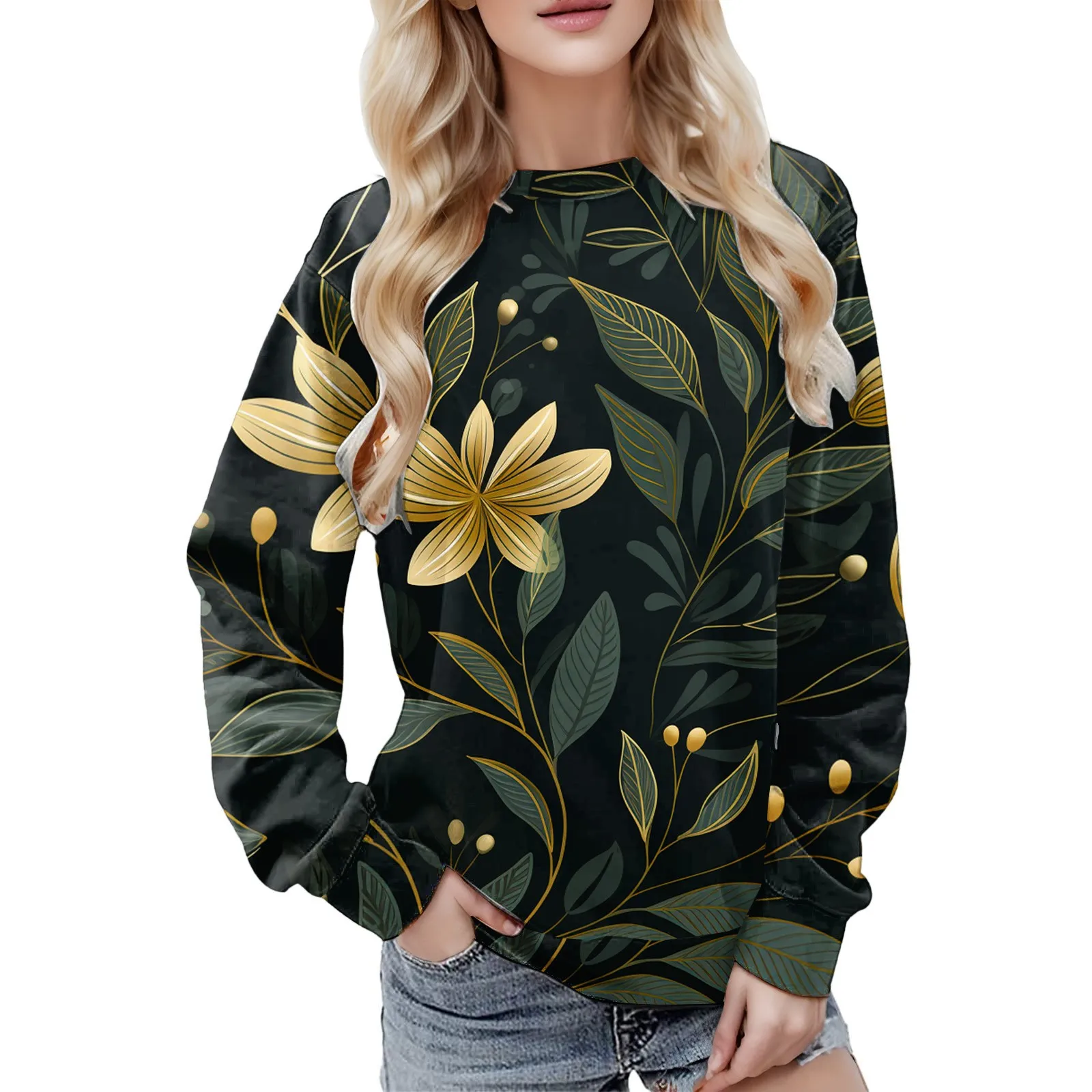 Womens Retro Floral Print Pullover Round Neck Hoodless Sweatshirt Long Sleeve Loose Top Casual Vintage Pullover For Lady Fall
Womens Retro Floral Print Pullover Round Neck Hoodless Sweatshirt Long Sleeve Loose Top Casual Vintage Pullover For Lady Fall