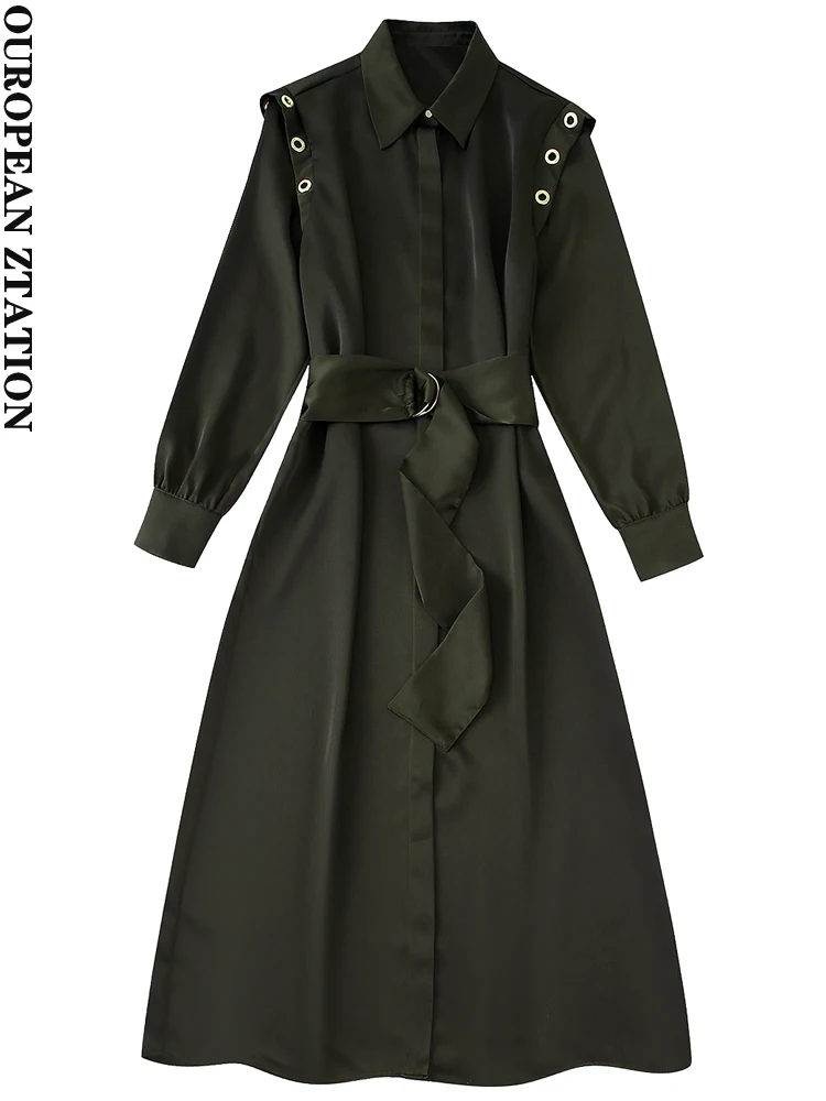 PAILETE Women 2022 fashion with belt ring trim midi shirt dress vintage long sleeve front button female dresses vestidos mujer
PAILETE Women 2022 fashion with belt ring trim midi shirt dress vintage long sleeve front button female dresses vestidos mujer
